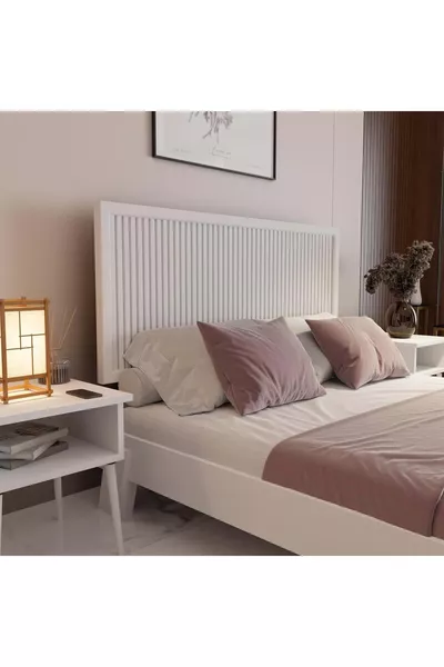 Односпальная деревянная белая кровать Alaz Model (вертикальная)