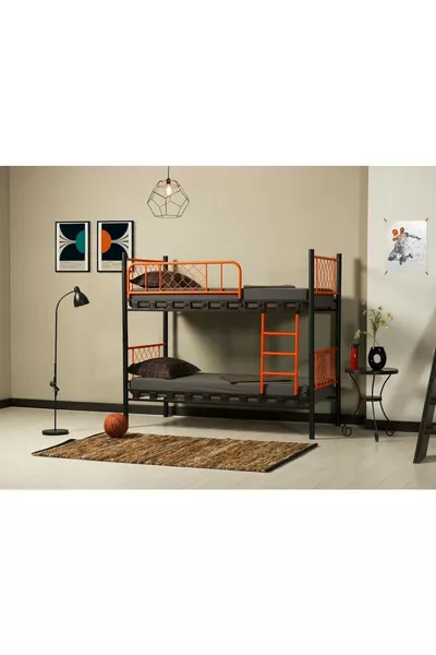 TEKNOR Метално двуетажно легло за детска стая с размери на матрак