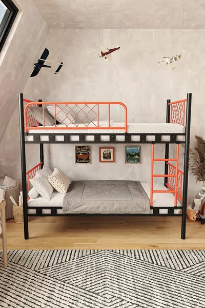 غرفة نوم أطفال ميتيس سرير بطابقين معدني وسرير