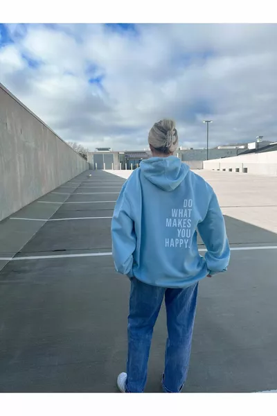 Sweat à capuche oversize imprimé Do What Makes You Happy