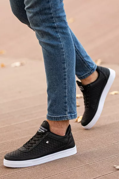 الرجال أسود أبيض عارضة الدانتيل متابعة الجلود غير تفوح منه رائحة العرق مرنة حذاء رياضي تنفس أحذية رياضية