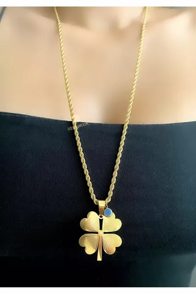 Twist catena appannamento in acciaio 4 foglie trifoglio collana con malocchio