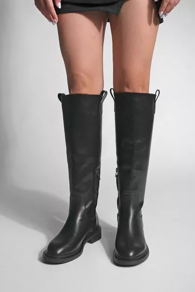 أحذية نسائية غير رسمية مع سحاب جانبي داخلي أسود