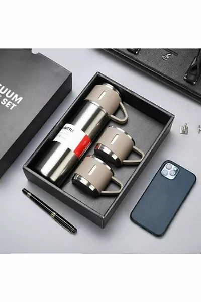 Вакуумен термос от неръждаема стомана 3 чаши  мл, термос за запазване на топлината до  часа