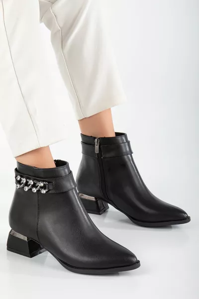 Ежедневни дамски ботуши Каменни перлени токчета