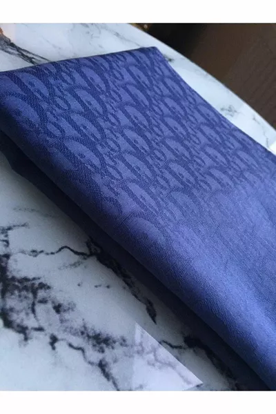 D Pattern Cotton Jacquard Shawl Blue