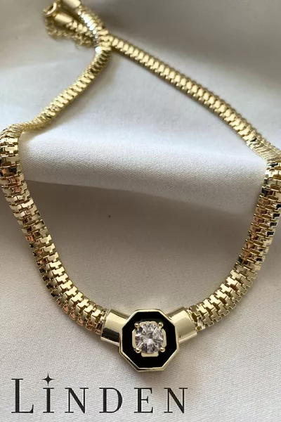 Leyla (SERENAY) Series Rhodium Gold Plated Gold Thick Chain Necklace