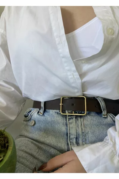 Женский Золотой Ремень Acıkahve Basic
