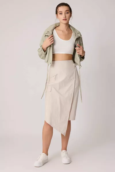 البضائع جيب المظلة النسيج الخصر تنورة مرنة