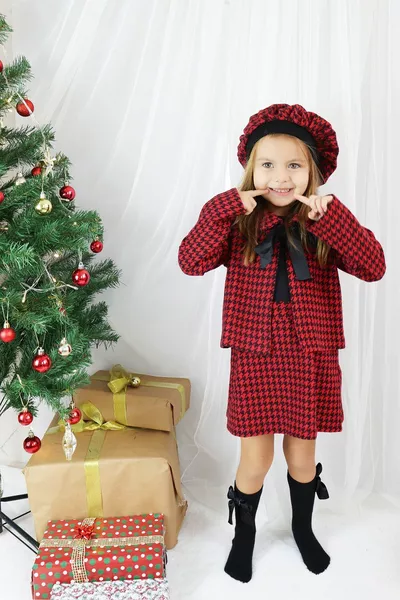 Martha Red Black Crowfoot Patterned Long Sleeve Top Bottom Skirt Jacket Set pour filles