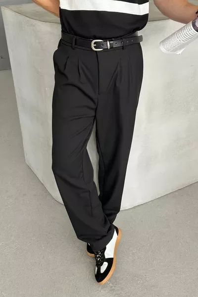 Pantaloni da uomo in tessuto modellato larghi e pieghettati