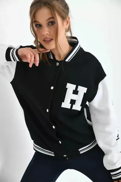 Schwarze Damen Sweatjacke mit Reißverschluss