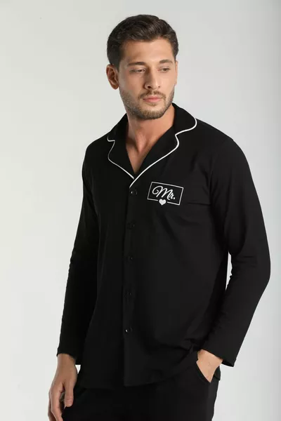 طقم بيجامة سوداء رجالي مستر (يمكن عمل مزيج بيجامة مزدوجة)