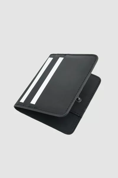 محفظة جلدية مجنون أصلية معبأة باللون الأسود مع حامل بطاقة بالخارج