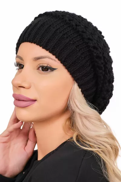 Дамски черен трикотаж Еднослойна шапка за боядисване