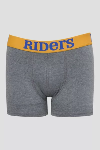 Хлопок Эластичный Обычный Крой Серый Меланжевый Черный Темно-Синий Логотип Боксер Набор из 3 штук