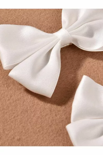 2 Pièces Arc en Satin modèle Pince Boucle Clip Fermoir Blanc