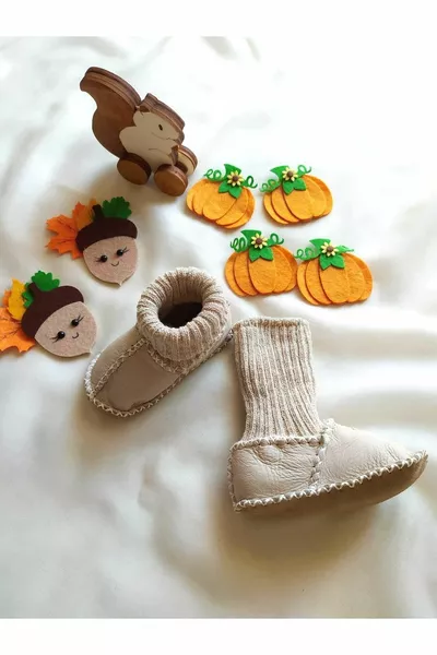 Organic Genuine Lambskin Baby Booties Baby Boots Baby Shoes