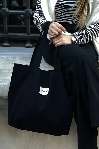 Canvas Tote Bag - Black (Snap - CM - % COTTON)