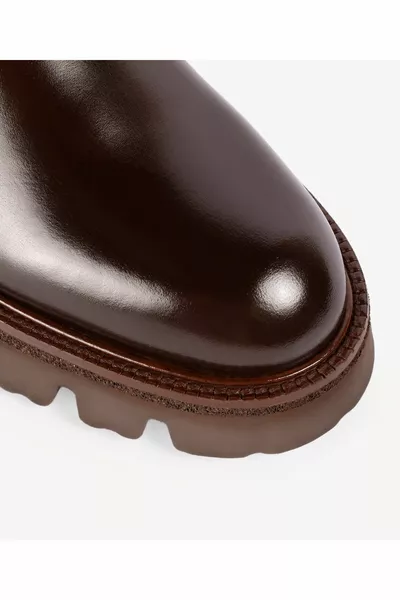 نسيج مفصل أحذية جلدية طويلة