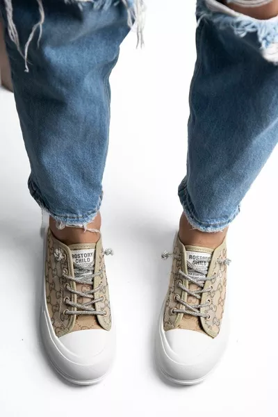 Kadın Spor Ayakkabı Keten  Bej