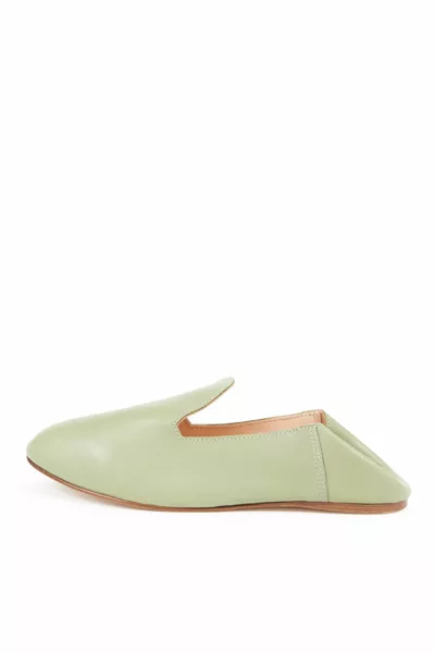 Mocassino da donna in pelle verde LA GREEN