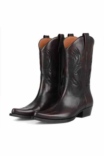 Бордо мъжки каубойски ботуши