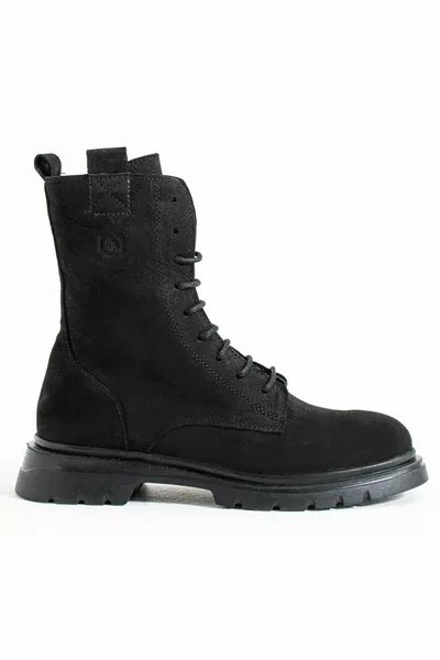 -Z Paulina Genuine Leather Long Postal Women's Boots Black