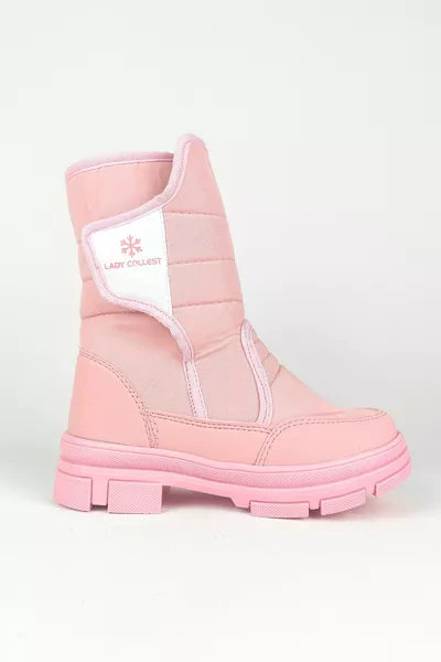Pink Women's Snow Boots with Velcro In-Log Thermal Non-Slip Sole