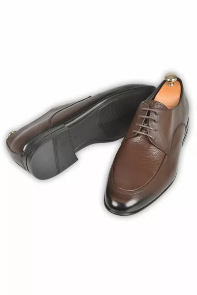 Мужская классическая кожаная обувь с коричневыми шнурками 