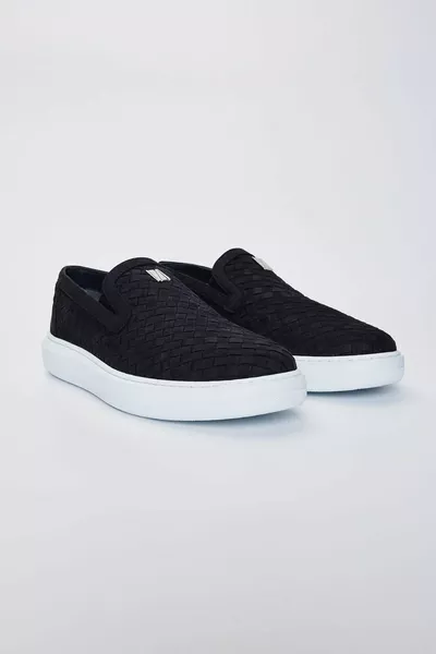 Romano Mocassins en cuir véritable nubuck bleu marine pour hommes