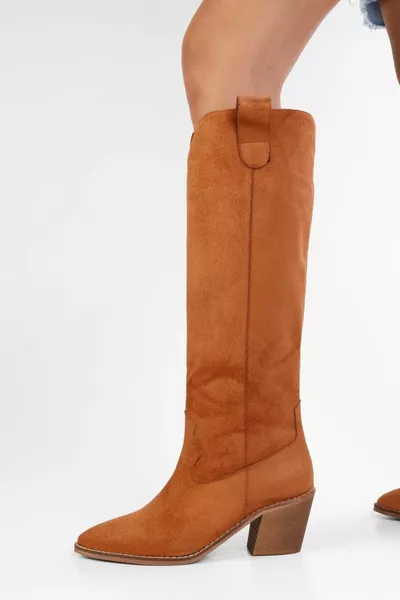 Bottes de cowboy en daim Rebel Tan pour femmes