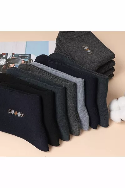 6 Paar genähte Herren Socket Socken aus gemusterter wirtschaftlicher Baumwolle