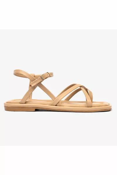 Женские кремовые босоножки из натуральной кожи 