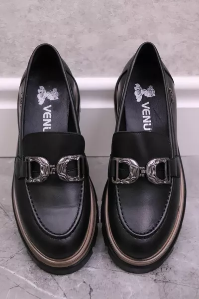 -  Черные женские туфли из натуральной кожи Оксфорд