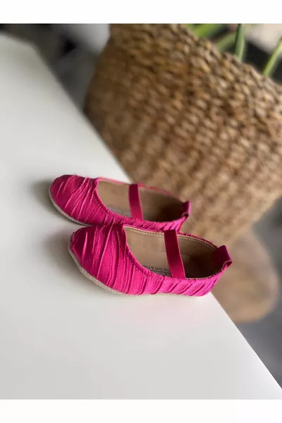 شقق باليه من القماش المخطط | فوشيا