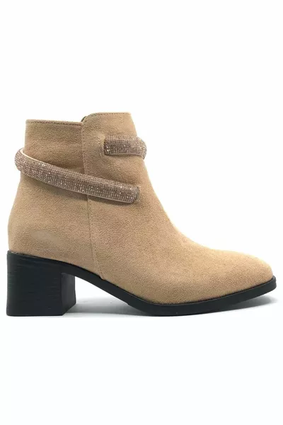 Bottines asiatiques à talons courts cambrées en pierre TEN-SUEDE