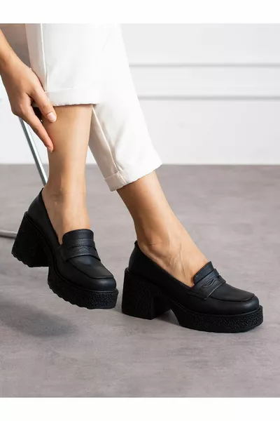 ROWAN Black Heeled Woman Loafer