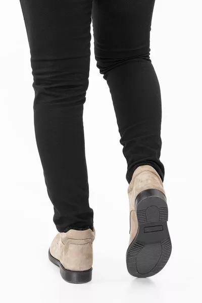  Мужские ортопедические сапоги из натуральной кожи песочно-бежевого цвета