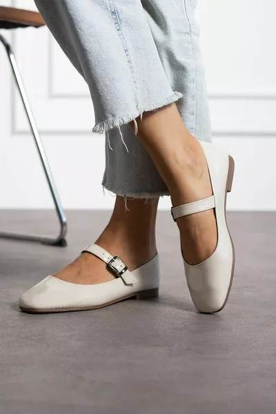 MARIE CURIE FIBBIA A FASCIA SINGOLA PELLE VERNICIATA CASUAL CHIC UFFICIO CASUAL BALLERINE DA DONNA