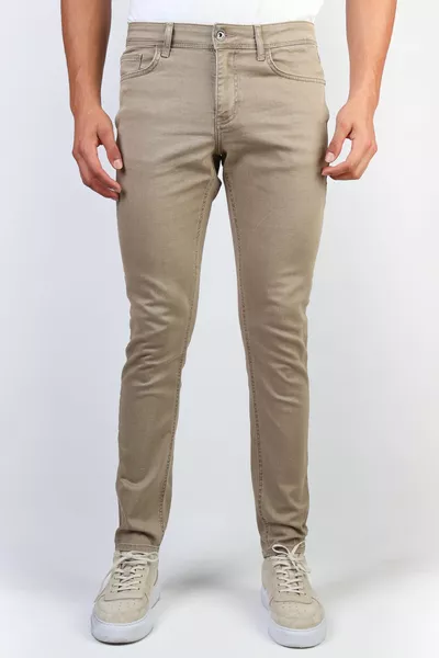 Jeans jeans da uomo in lycra elasticizzata slim fit beige 