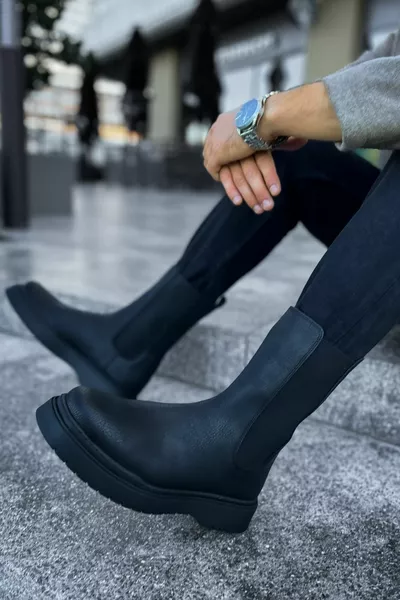  Alaska Laceless Orthopedische Zool Casual Skin Heren Sport Postlaarzen CST Zwart