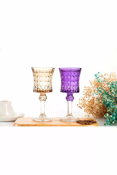 مصنوع يدويا 6 زجاج جانبي ملون من الماء والقهوة - 6 أكواب ماء كريستال ملونة - فنجان ماء جانبي للقهوة