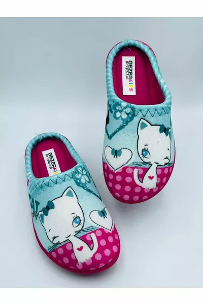 Katze Gemustert Mädchen Winter Haus Hausschuhe