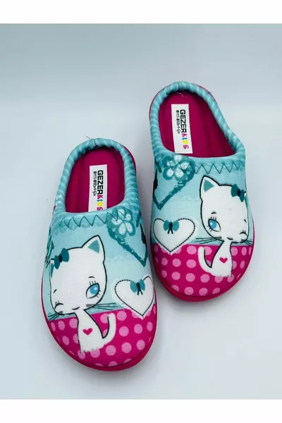 Katze Gemustert Mädchen Winter Haus Hausschuhe