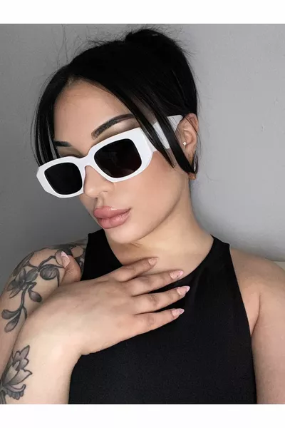 لاريسا نظارة شمسية بيضاء سوداء