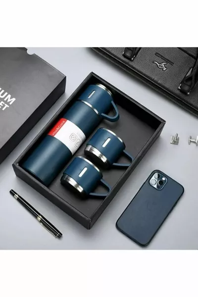 شخصية تحمل اسم الفولاذ المقاوم للصدأ الترمس 3 كوب الترمس مجموعة حقيبة مع هدية