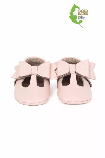 Babyschuhe aus echtem Leder mit Puderband und Details