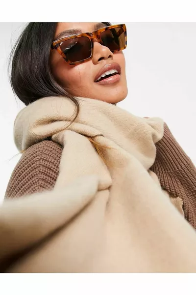 Унисекс простой бежевый толстый шарф