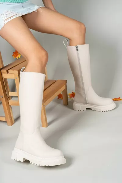 Bottes Femme Beige Mat 